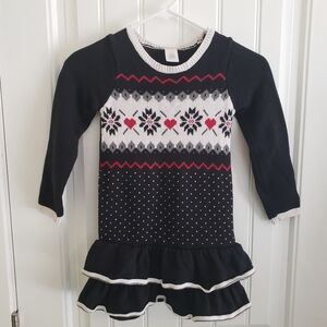 Gymboree Holiday Black Fair Isle Sweater Dress Size 5